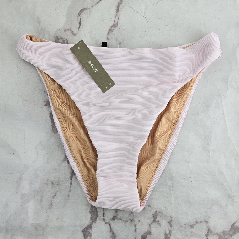 J Crew Swim Bottom Pink Ribbed Bikini High Rise Cheeky High Cut Rib BE808